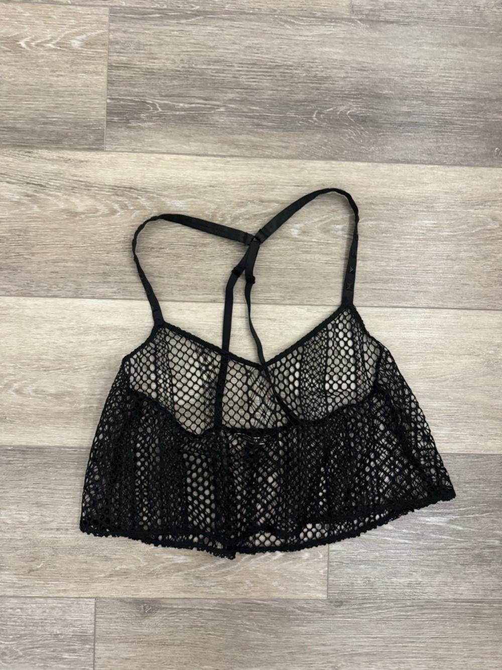 Victoria's Secret Black Fishnet Crop Top Bralette
